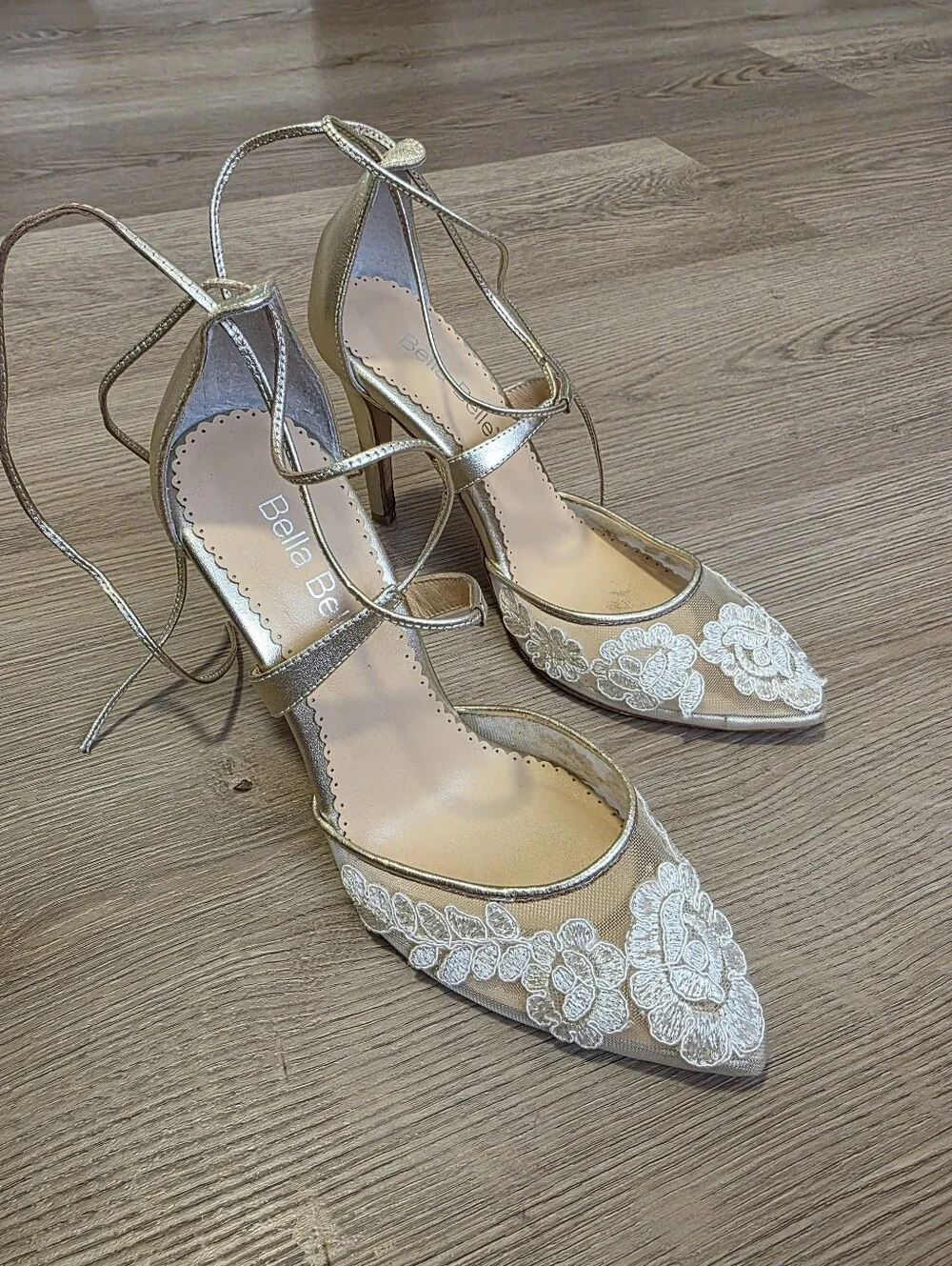 Bella Belle | Anita Gold Lace Wedding Shoes Size 7